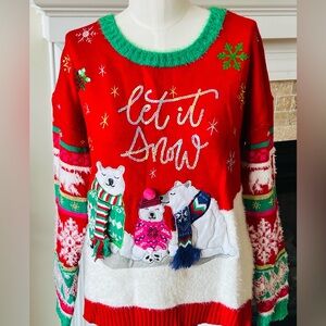United States Sweaters XL 🆕 Christmas polar bear family waterfall sweater